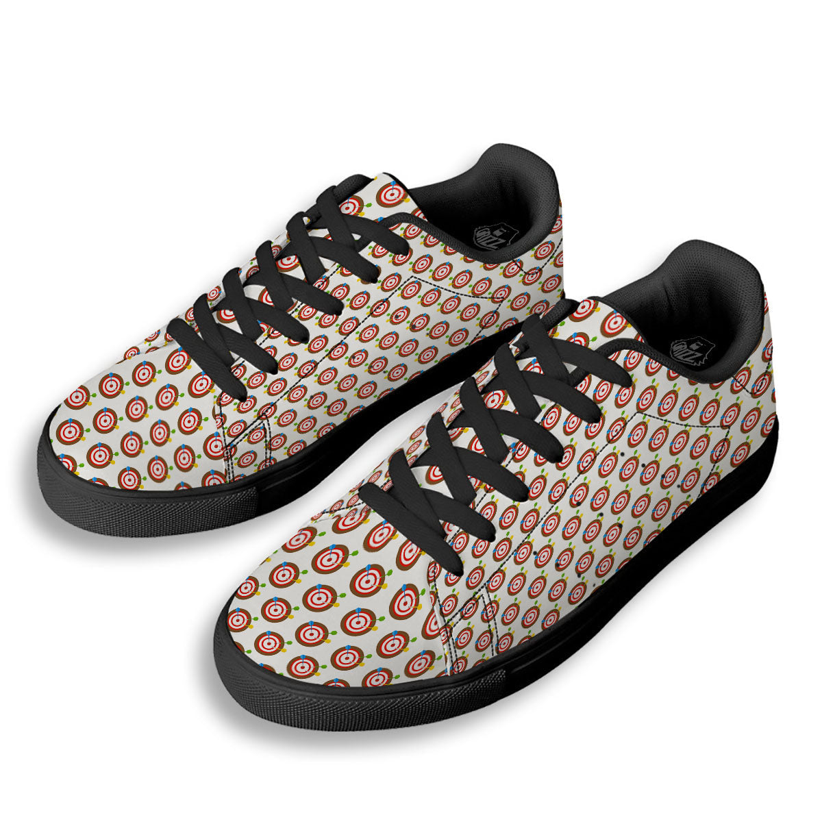 Dartboard Print Pattern Black Low Top Sneakers-grizzshop