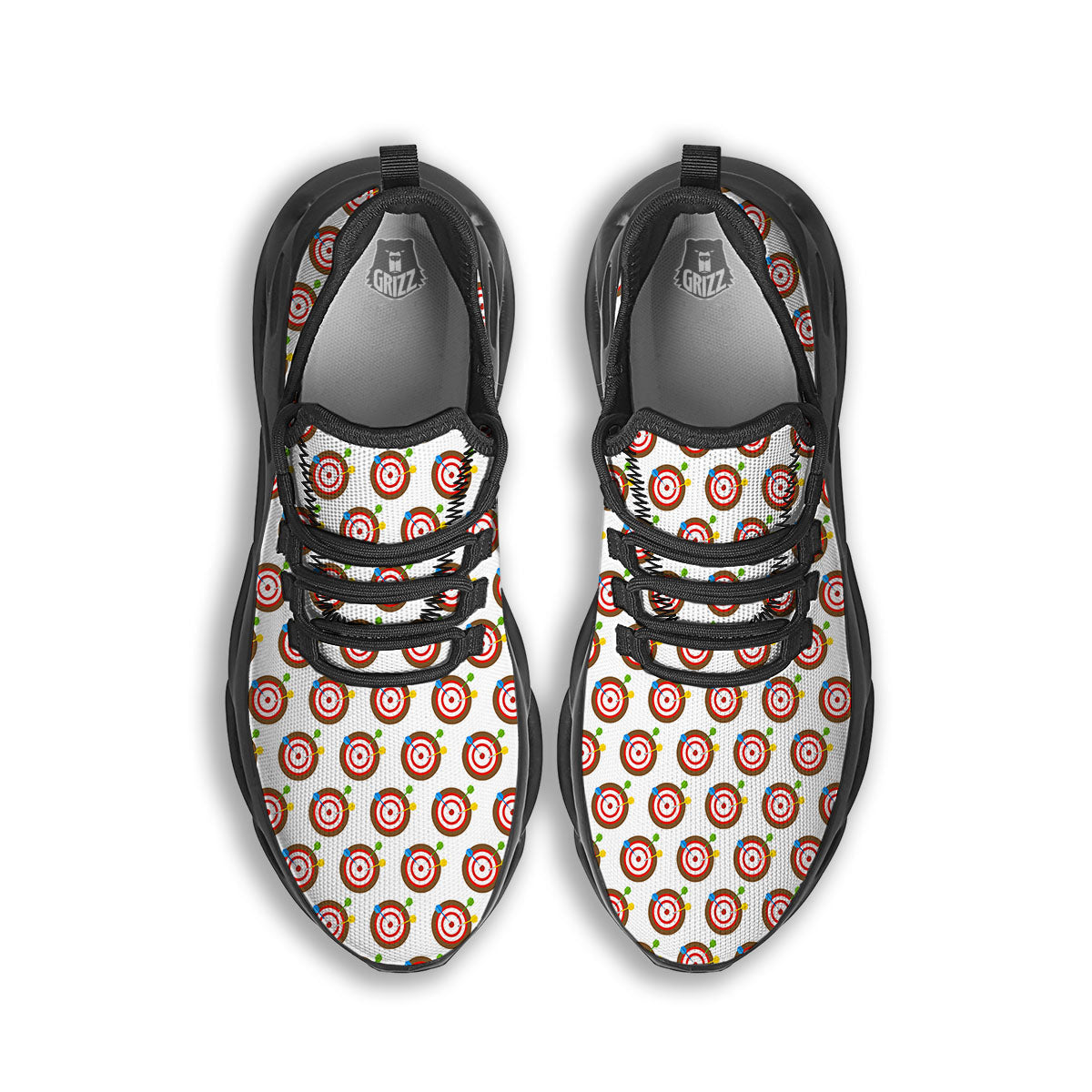 Dartboard Print Pattern Black Running Shoes-grizzshop