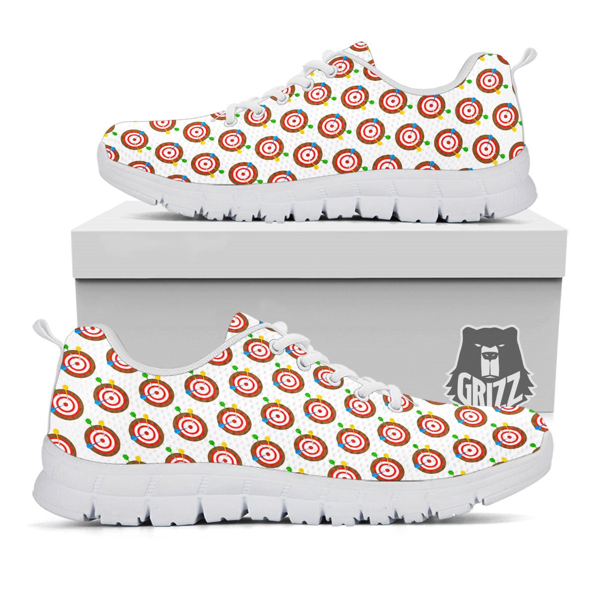 Dartboard Print Pattern White Sneaker-grizzshop