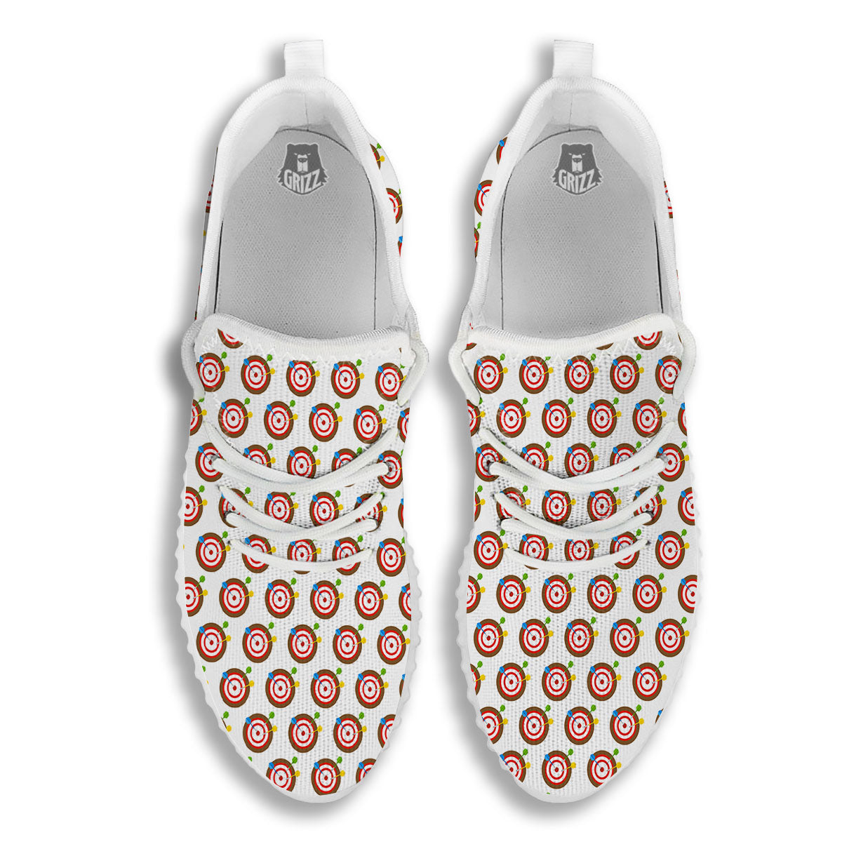 Dartboard Print Pattern White Walking Shoes-grizzshop