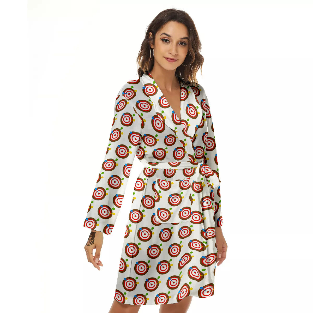 Dartboard Print Pattern Women's Robe-grizzshop