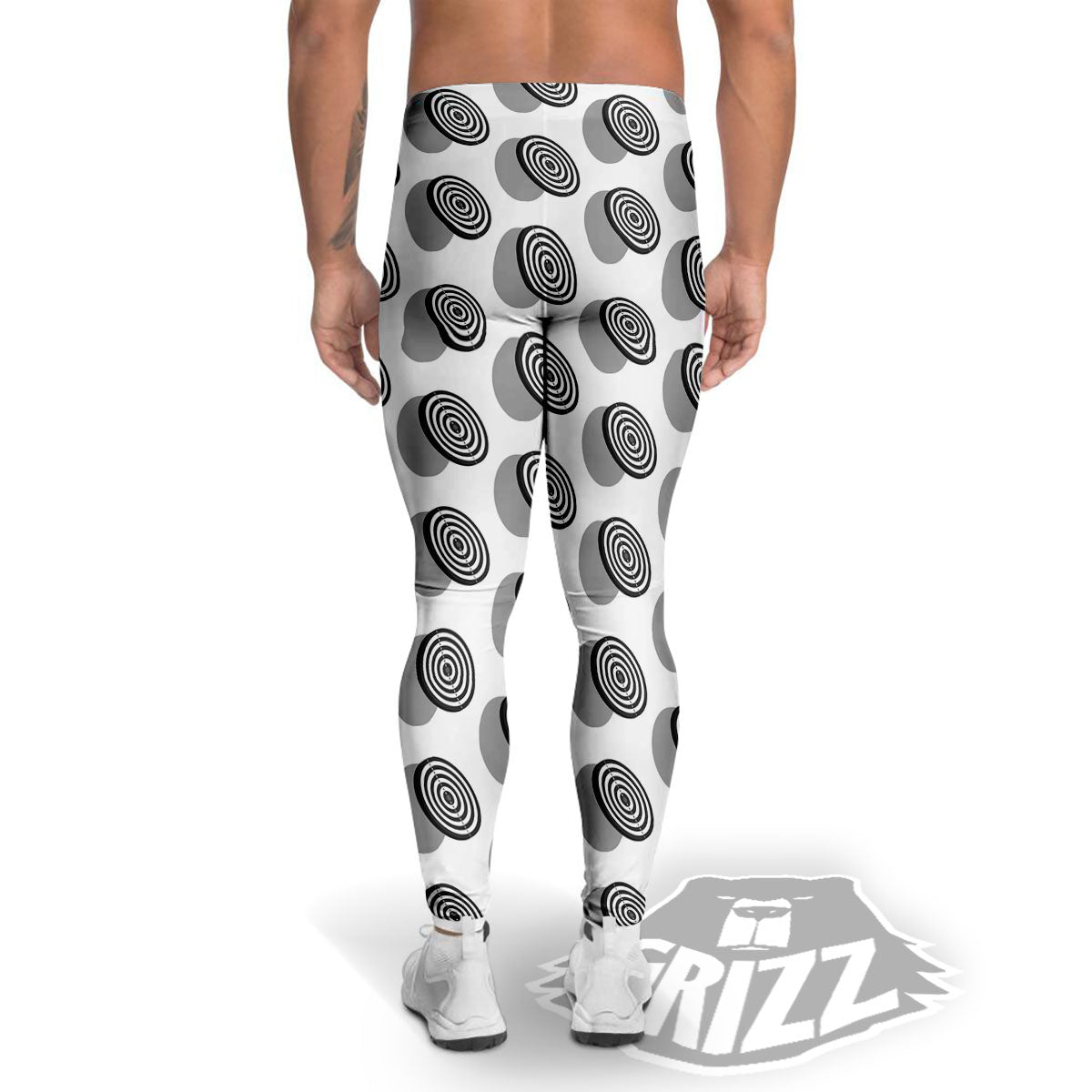 Dartboard White And Black Print Pattern Men's Leggings-grizzshop
