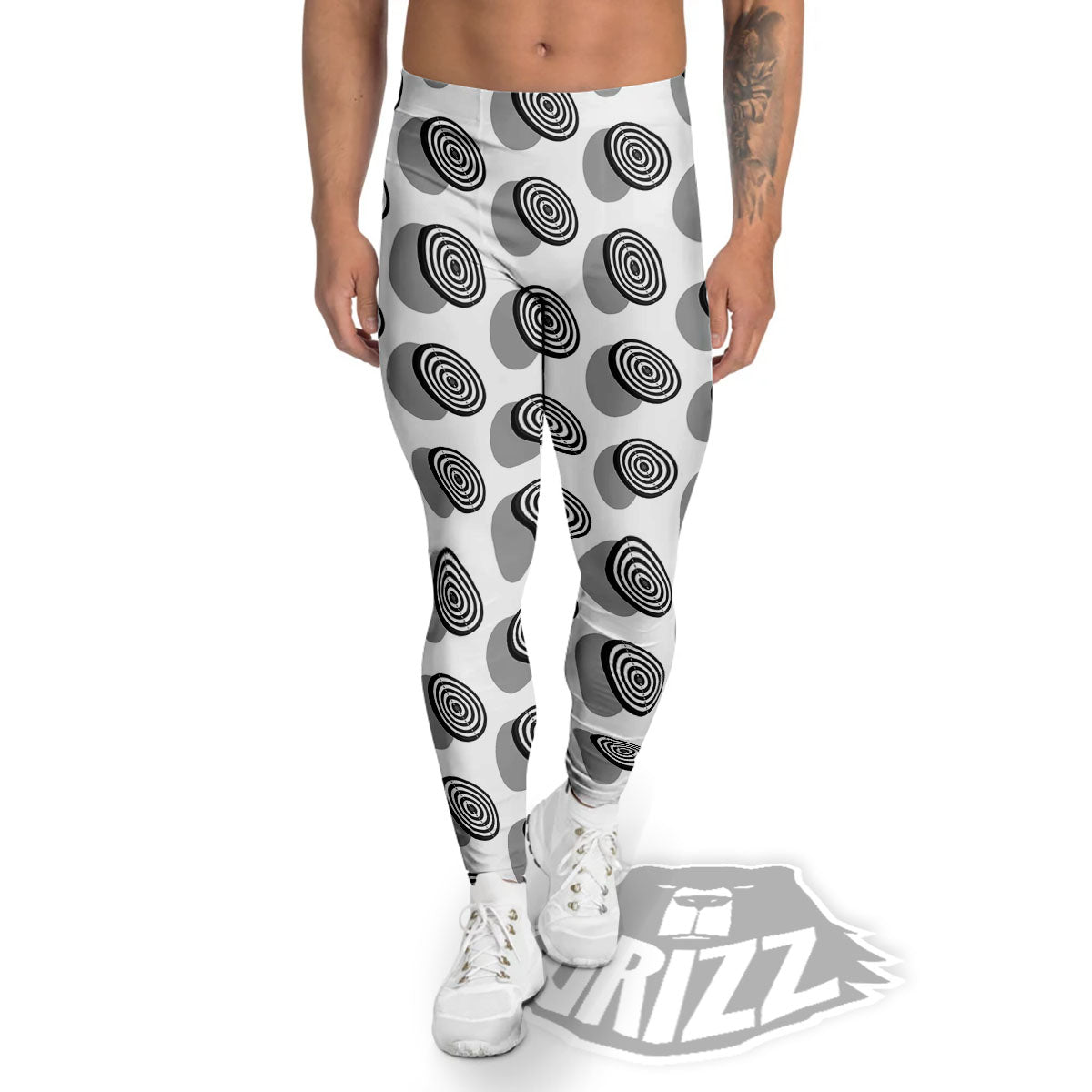 Dartboard White And Black Print Pattern Men's Leggings-grizzshop