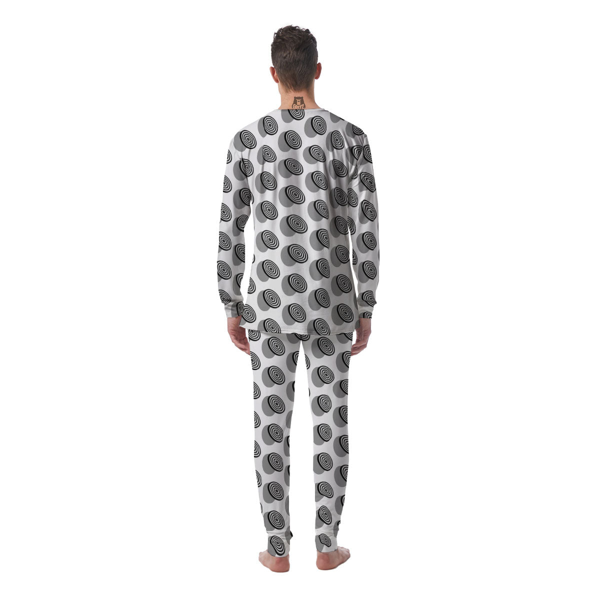 Dartboard White And Black Print Pattern Men's Pajamas-grizzshop