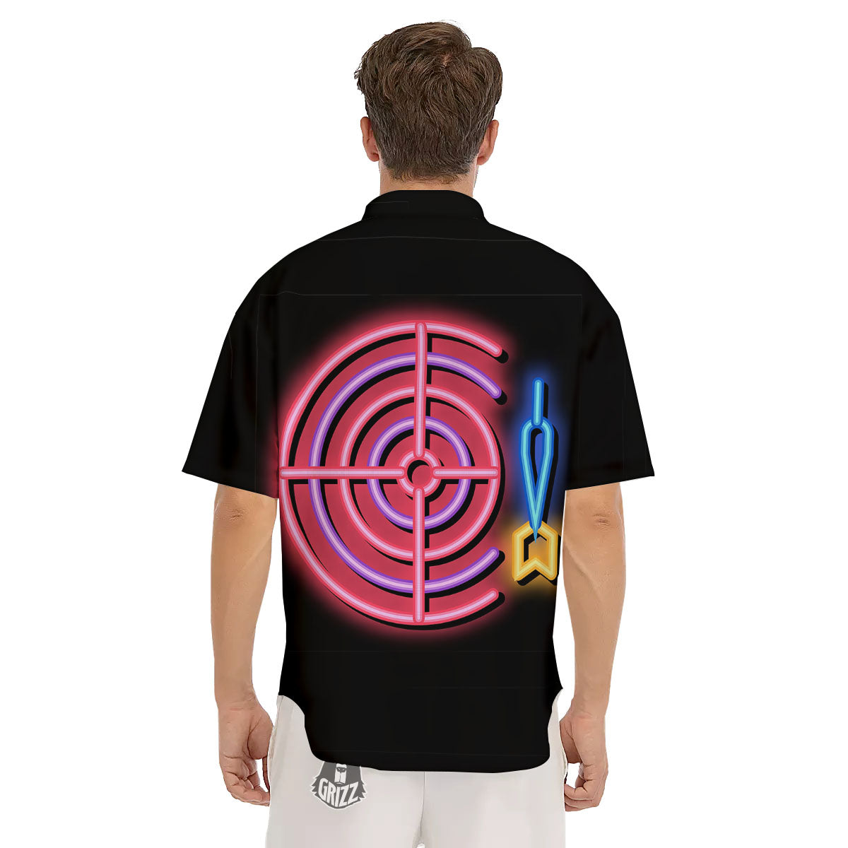 Darts Bar Lights Sign Print Men's Short Sleeve Shirts-grizzshop