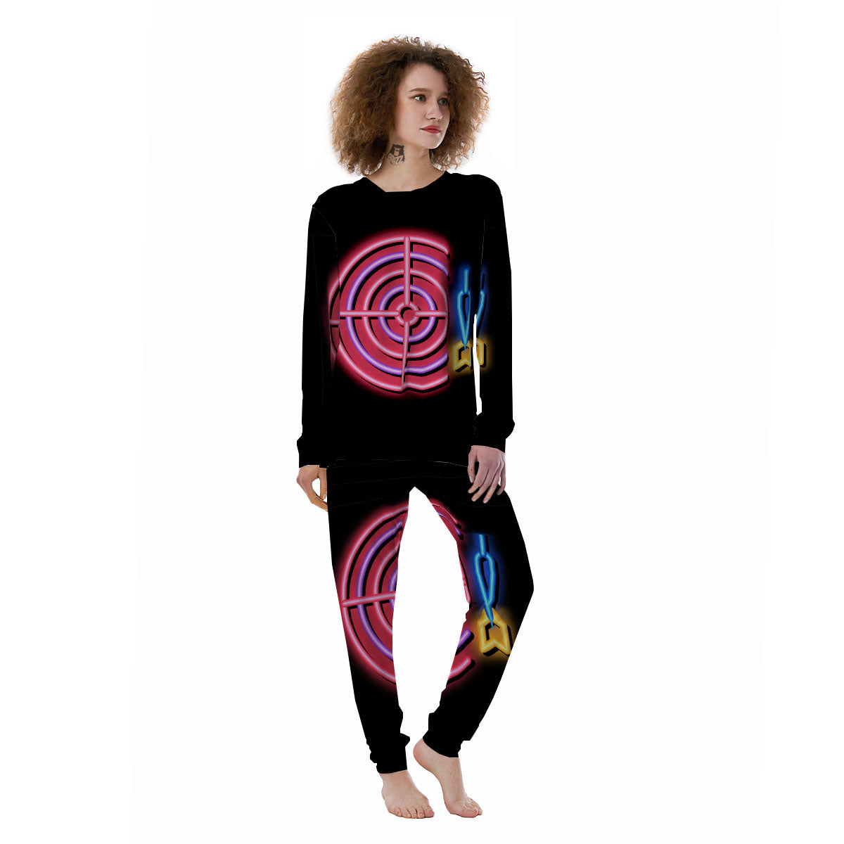 Darts Bar Lights Sign Print Women's Pajamas-grizzshop