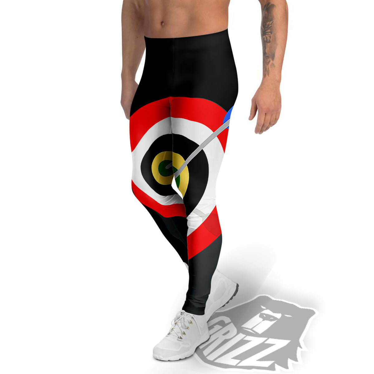 Darts Bullseye Print Men's Leggings-grizzshop
