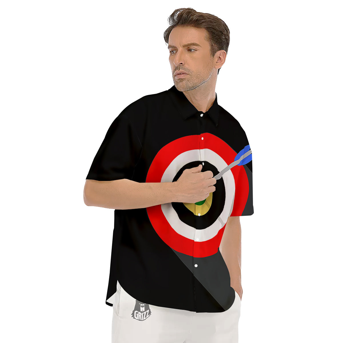 Darts Bullseye Print Men's Short Sleeve Shirts-grizzshop