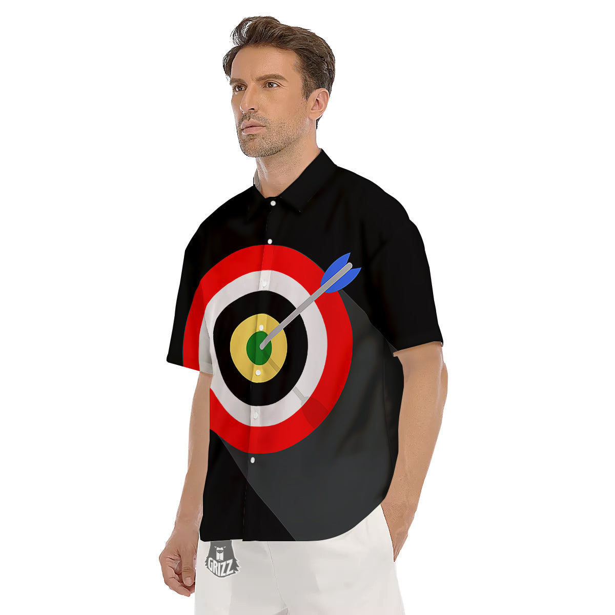 Darts Bullseye Print Men's Short Sleeve Shirts-grizzshop