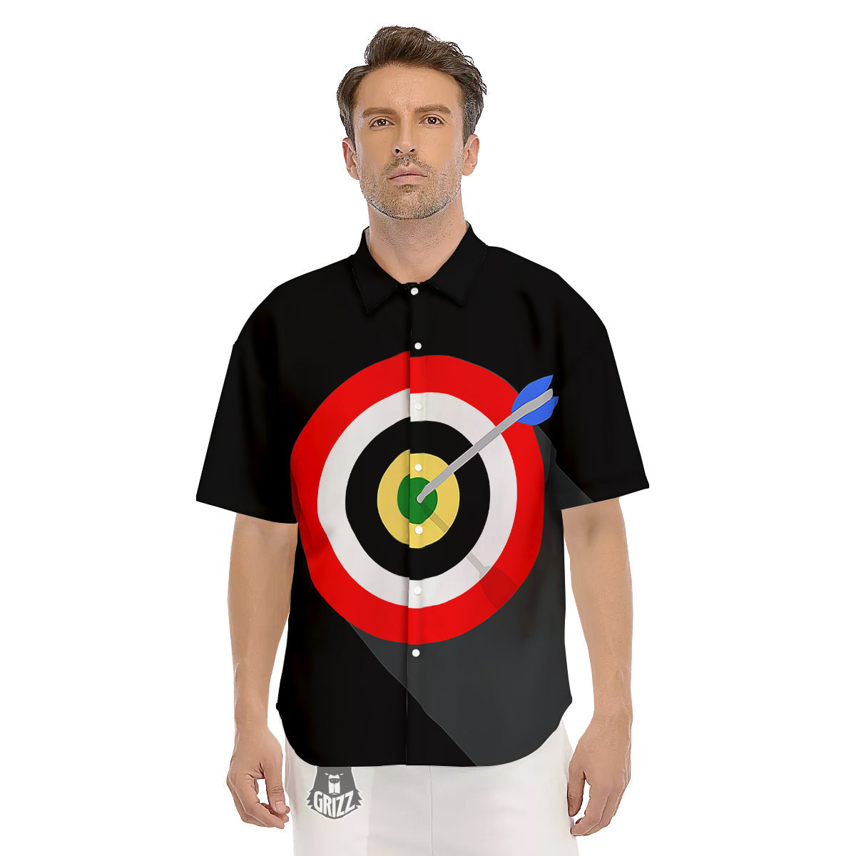 Darts Bullseye Print Men's Short Sleeve Shirts-grizzshop