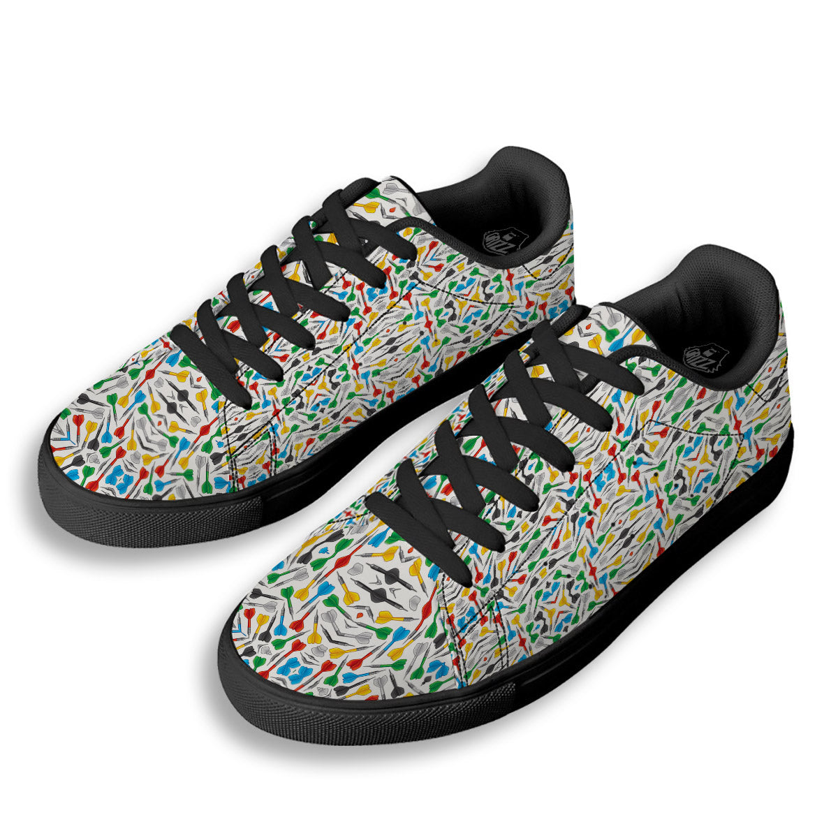 Darts Colorful Print Pattern Black Low Top Sneakers-grizzshop