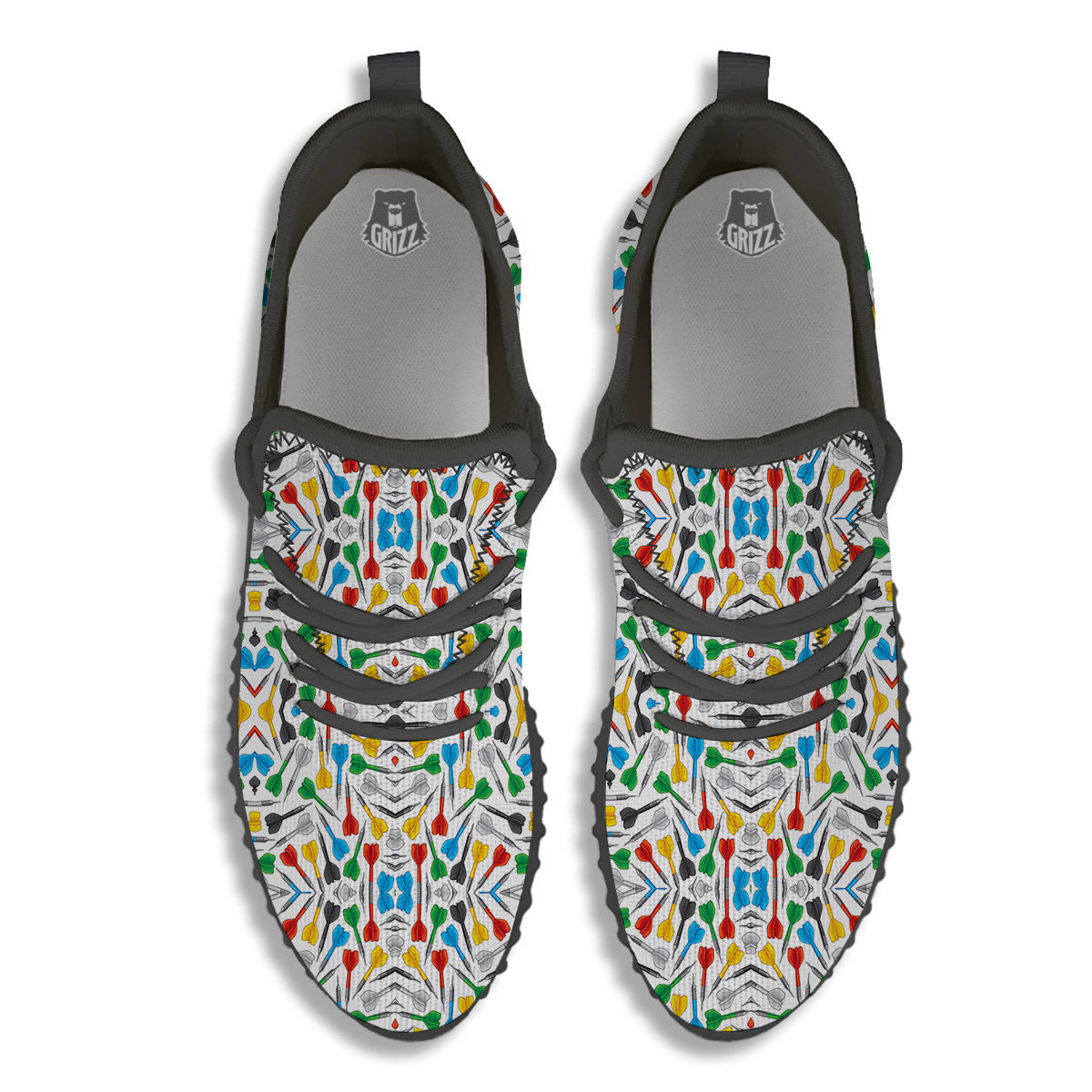 Darts Colorful Print Pattern Black Walking Shoes-grizzshop