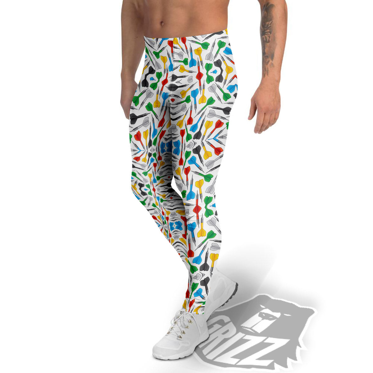 Darts Colorful Print Pattern Men's Leggings-grizzshop
