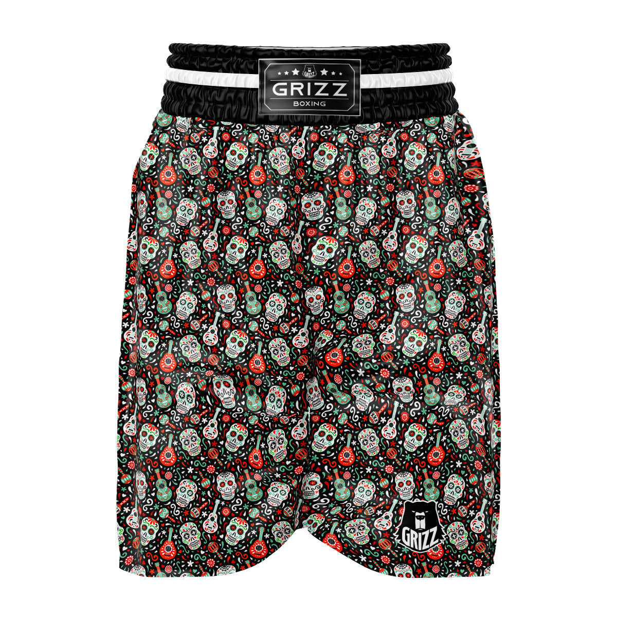 Day Of The Dead Calaveras Print Pattern Boxing Shorts-grizzshop
