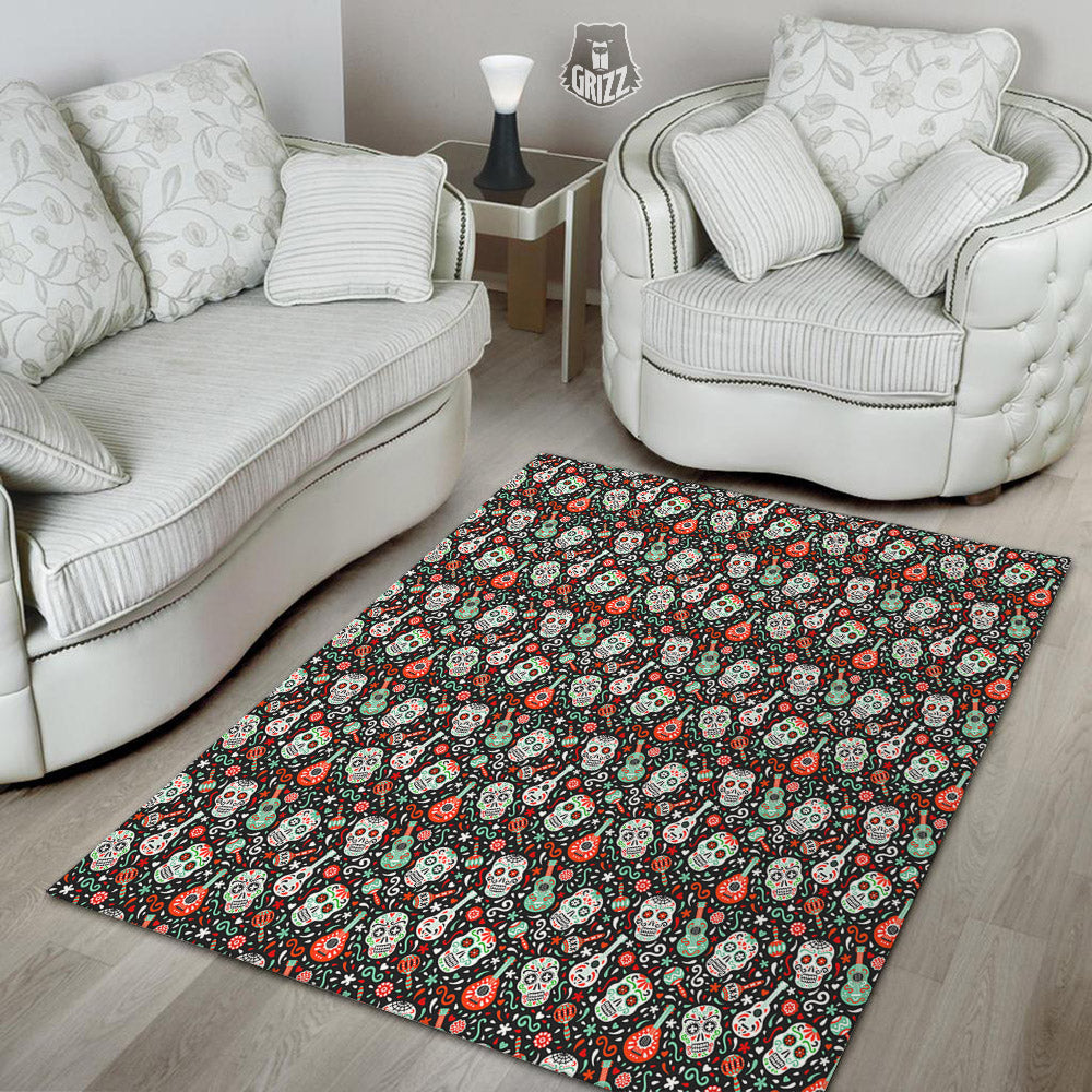 Day Of The Dead Calaveras Print Pattern Floor Mat-grizzshop
