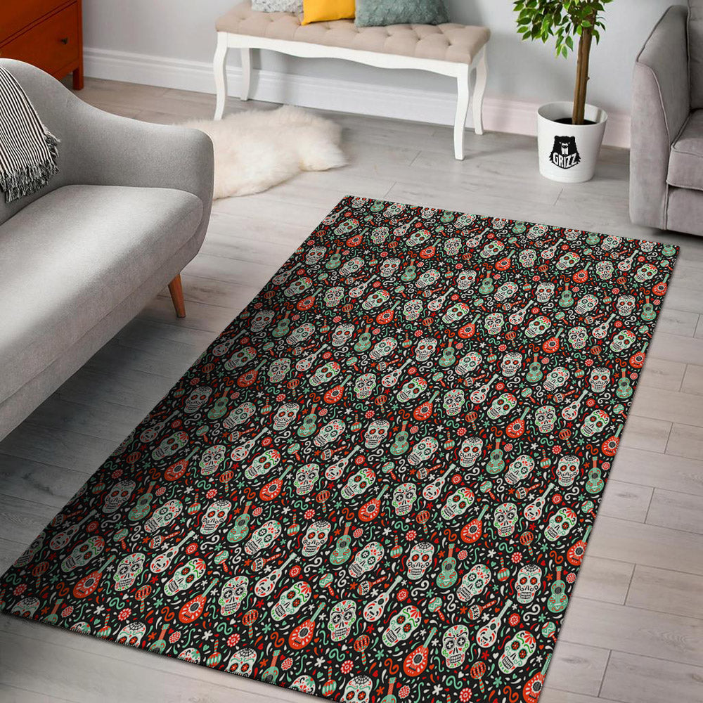 Day Of The Dead Calaveras Print Pattern Floor Mat-grizzshop