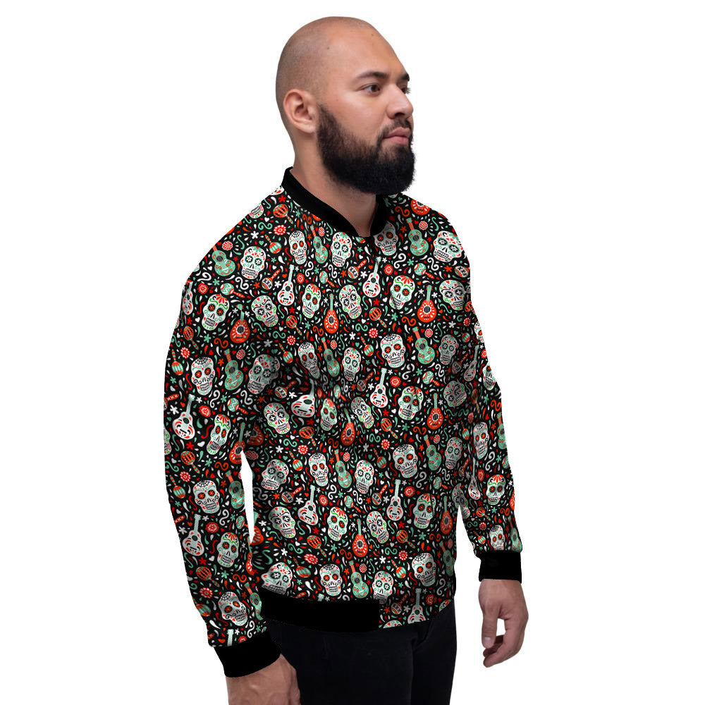 Day Of The Dead Calaveras Print Pattern Men's Bomber Jacket-grizzshop