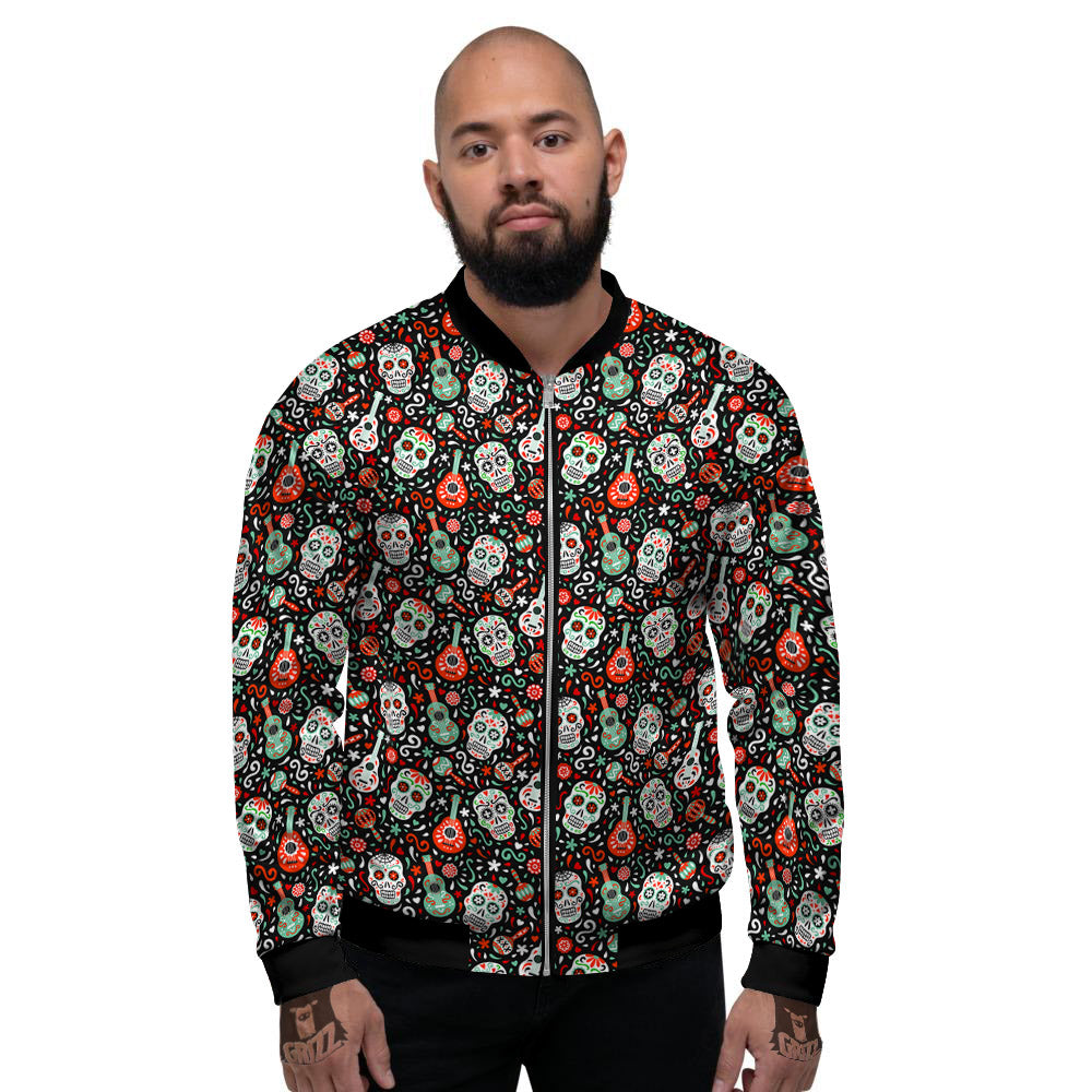 Day Of The Dead Calaveras Print Pattern Men's Bomber Jacket-grizzshop
