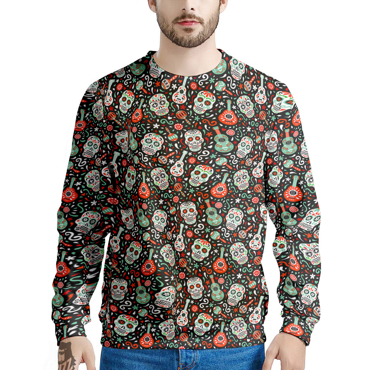 Day Of The Dead Calaveras Print Pattern Men's Sweatshirt-grizzshop