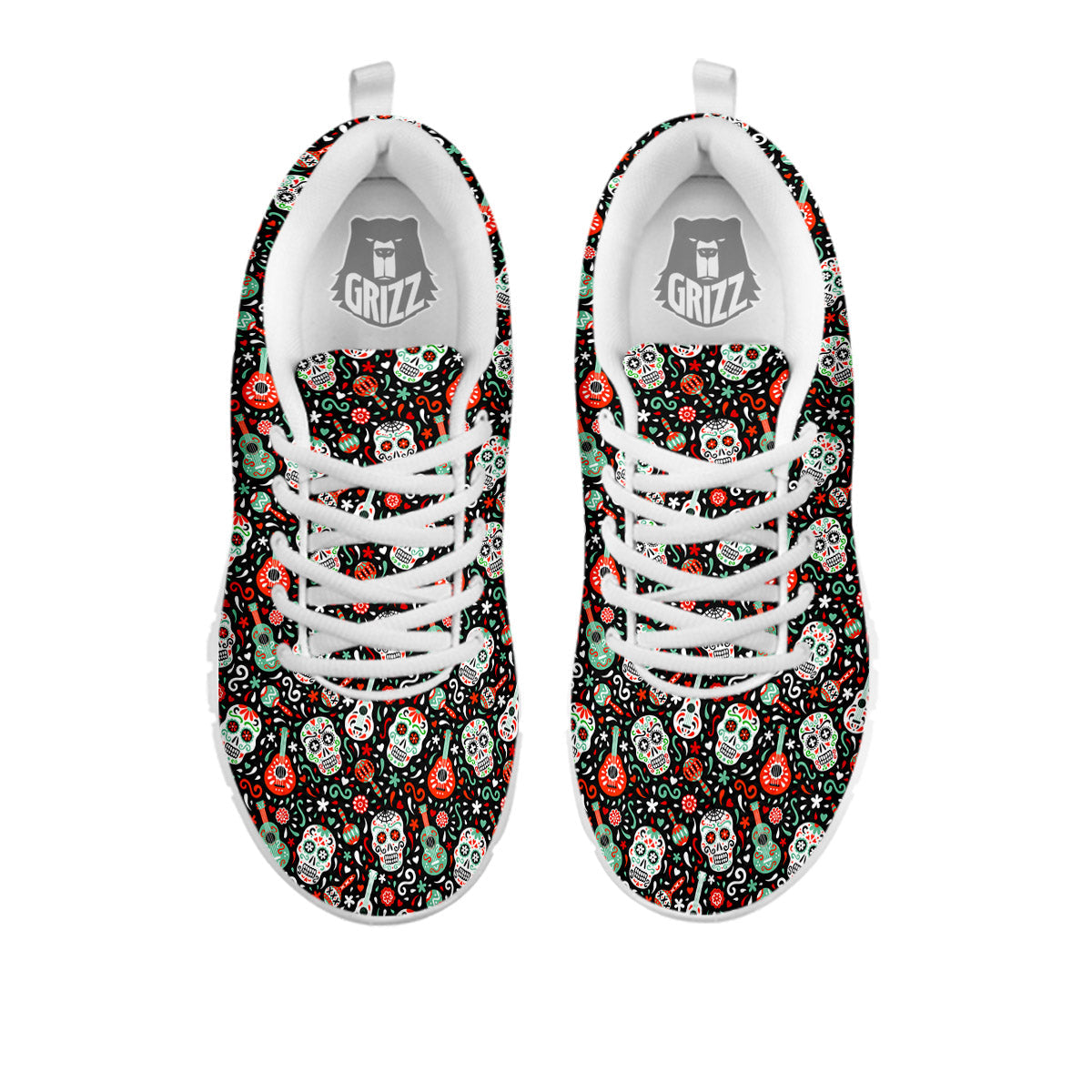 Day Of The Dead Calaveras Print Pattern White Sneaker-grizzshop