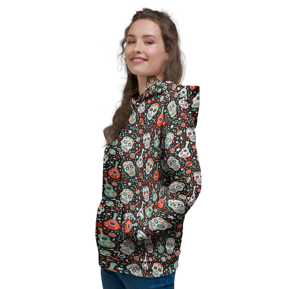 Day Of The Dead Calaveras Print Pattern Women's Hoodie-grizzshop