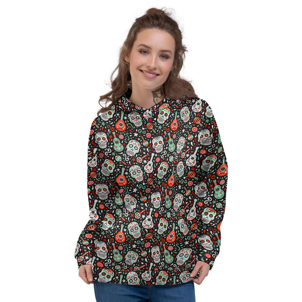 Day Of The Dead Calaveras Print Pattern Women's Hoodie-grizzshop