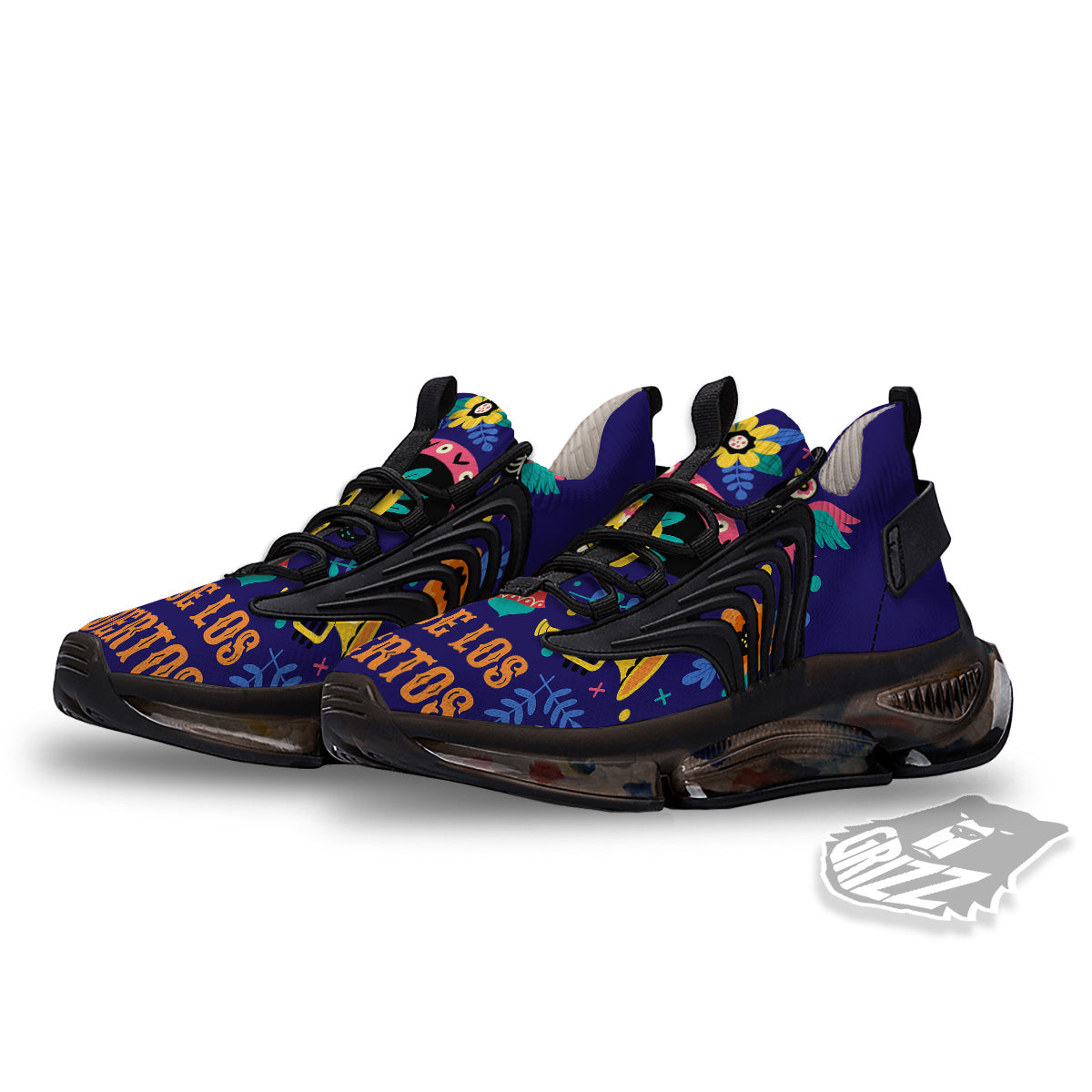 Day Of The Dead Cinco de Mayo Print Black Gym Shoes-grizzshop