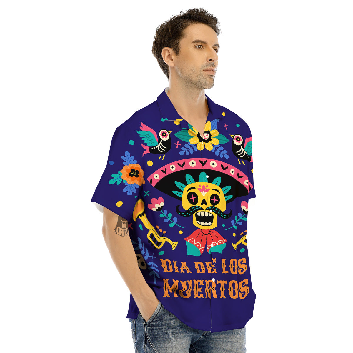 Day Of The Dead Cinco de Mayo Print Men's Hawaiian Shirt-grizzshop