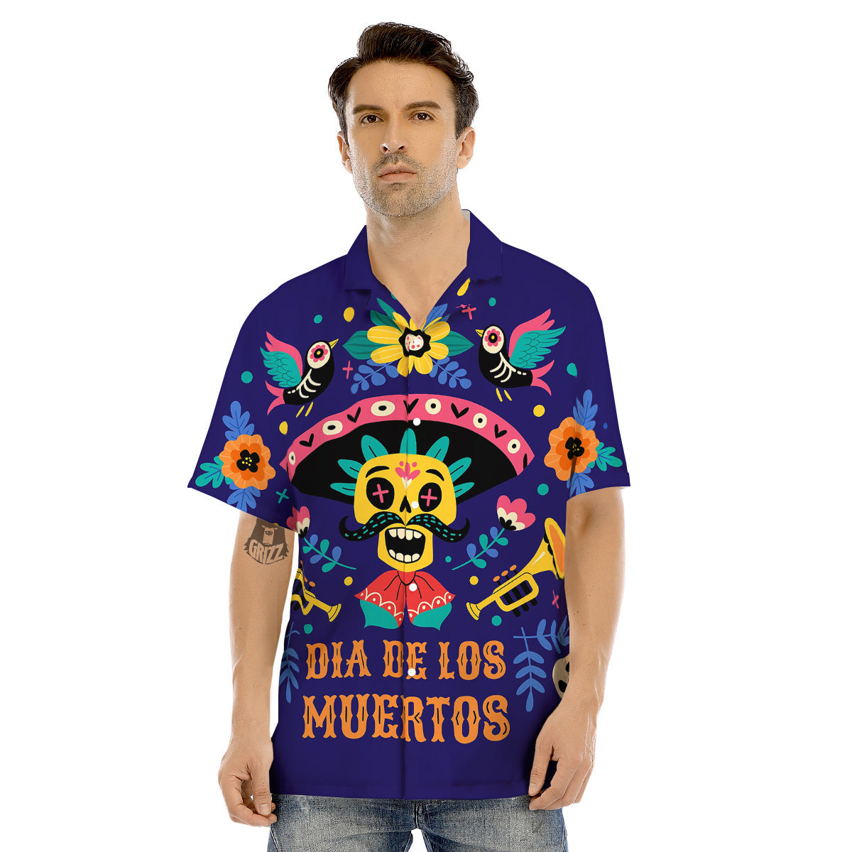 Day Of The Dead Cinco de Mayo Print Men's Hawaiian Shirt-grizzshop