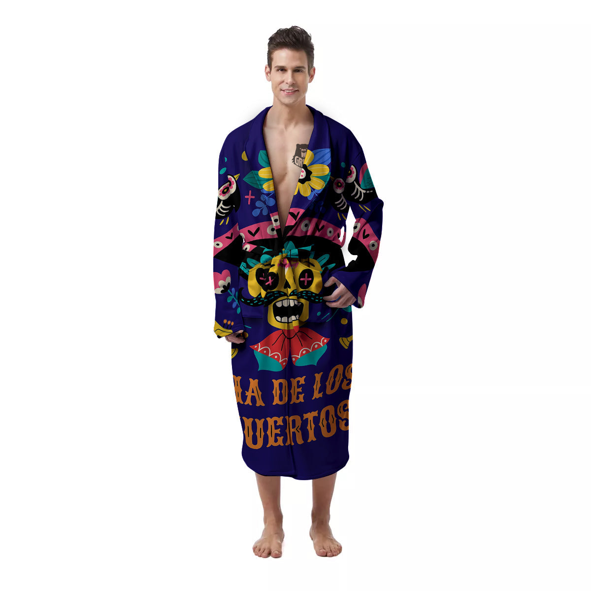 Day Of The Dead Cinco de Mayo Print Men's Robe-grizzshop