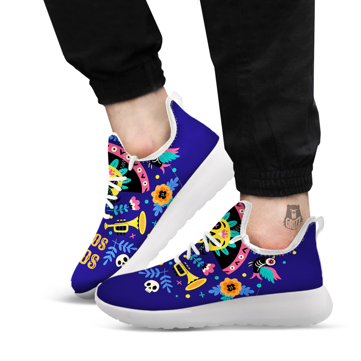 Day Of The Dead Cinco de Mayo Print White Athletic Shoes-grizzshop