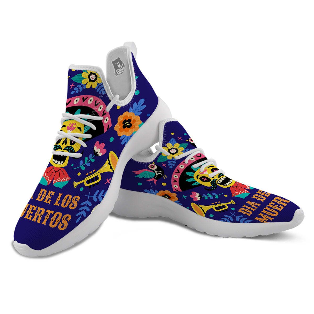 Day Of The Dead Cinco de Mayo Print White Athletic Shoes-grizzshop