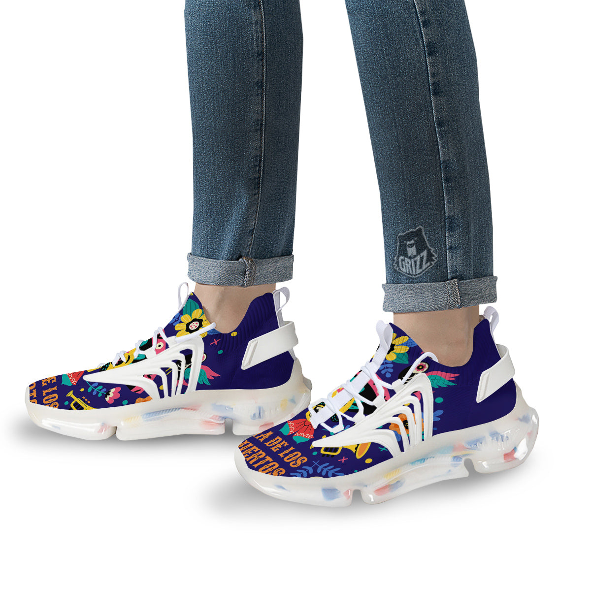 Day Of The Dead Cinco de Mayo Print White Gym Shoes-grizzshop