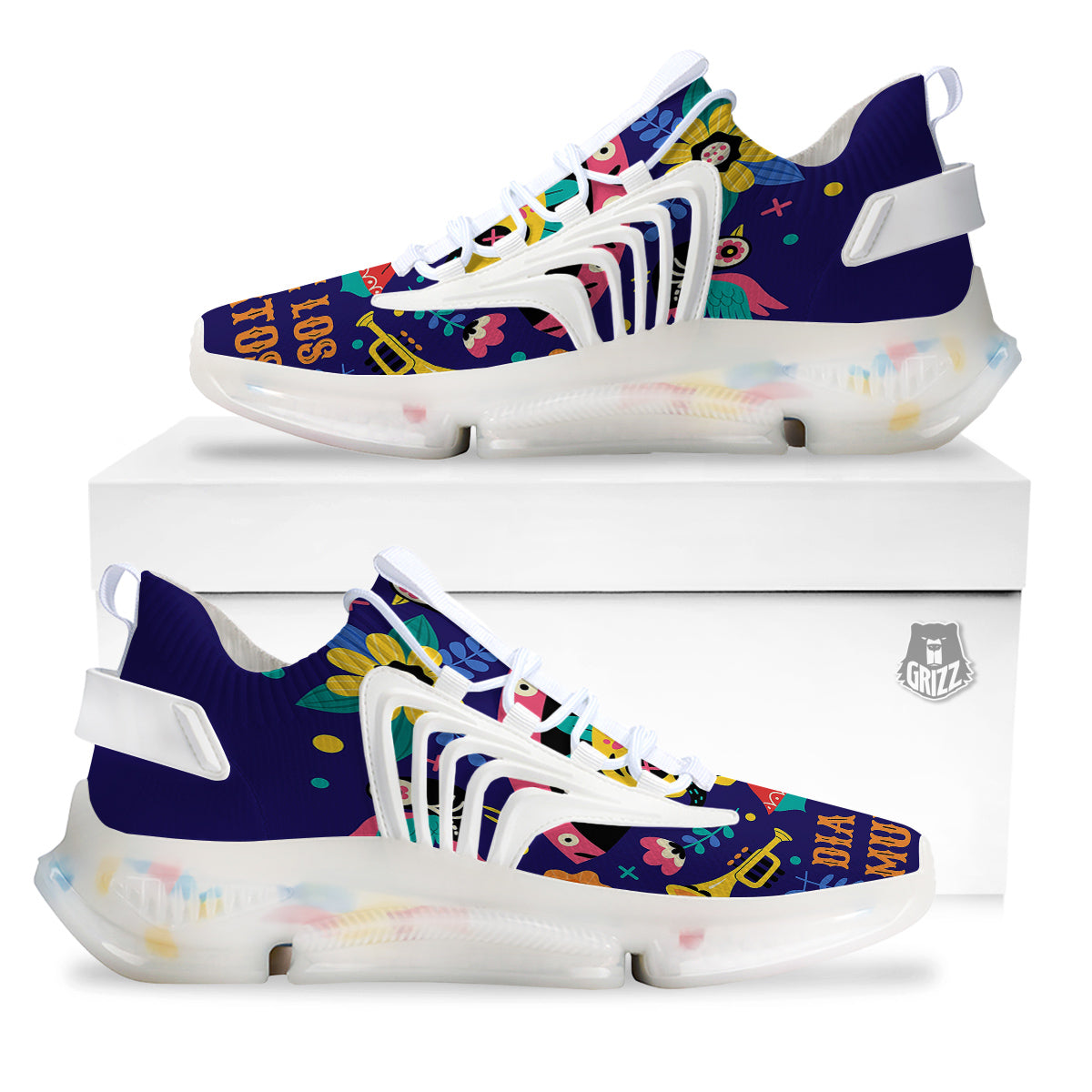Day Of The Dead Cinco de Mayo Print White Gym Shoes-grizzshop
