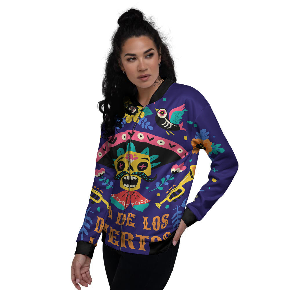 Day Of The Dead Cinco de Mayo Print Women's Bomber Jacket-grizzshop