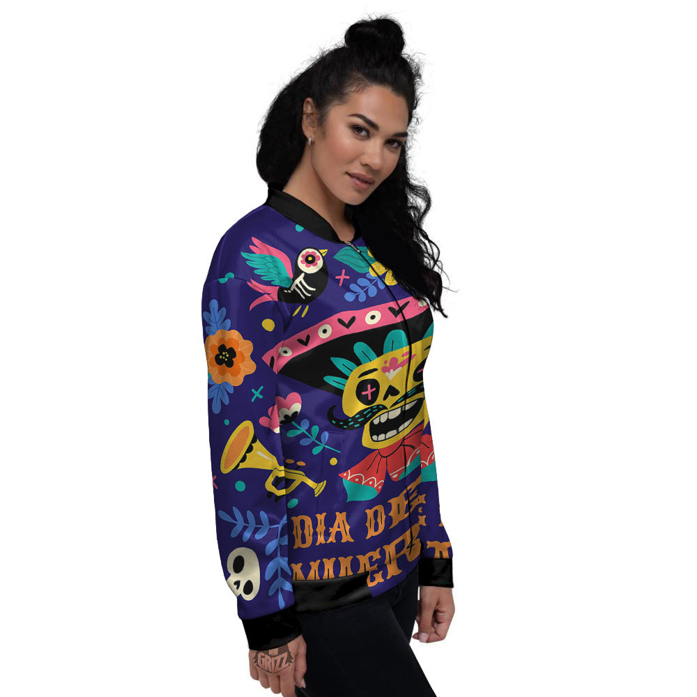 Day Of The Dead Cinco de Mayo Print Women's Bomber Jacket-grizzshop