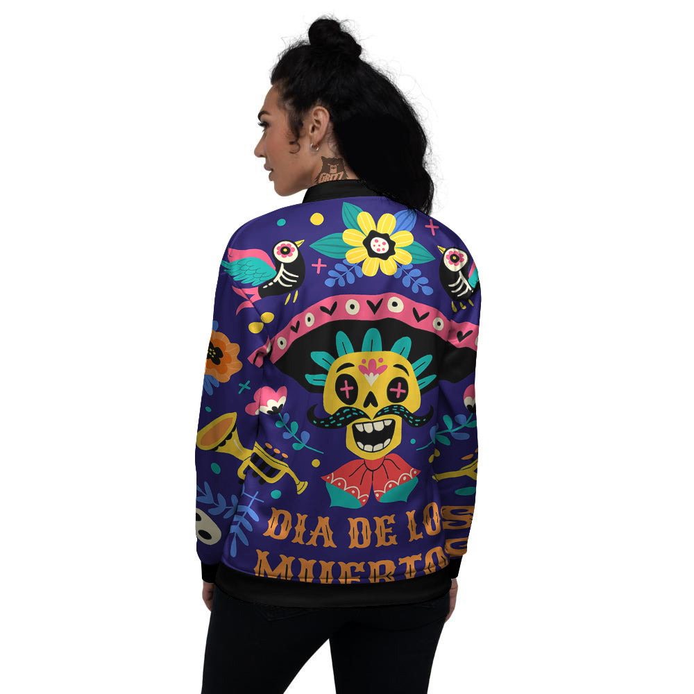 Day Of The Dead Cinco de Mayo Print Women's Bomber Jacket-grizzshop