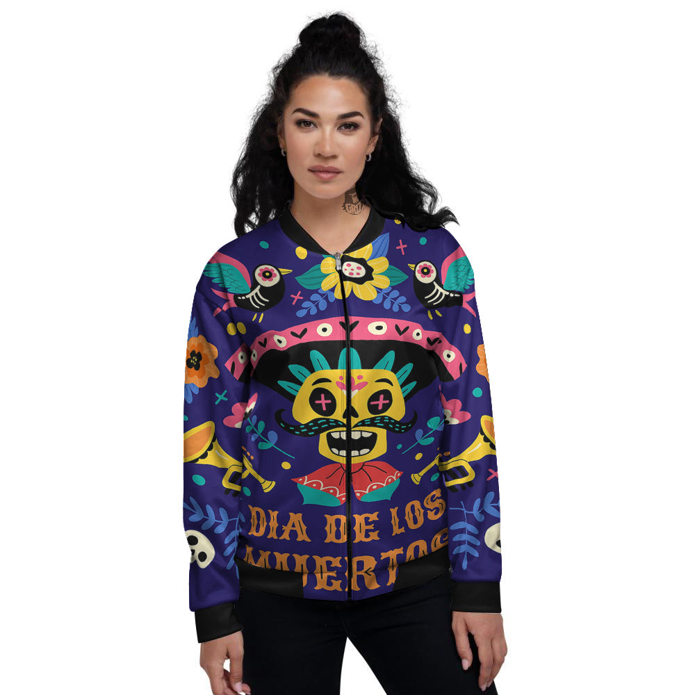 Day Of The Dead Cinco de Mayo Print Women's Bomber Jacket-grizzshop