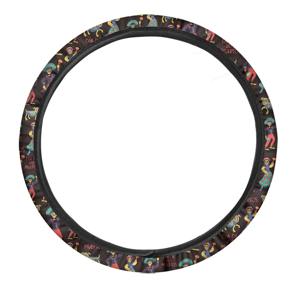 Day Of The Dead Dia De Los Muertos Print Pattern Car Steering Wheel Cover-grizzshop