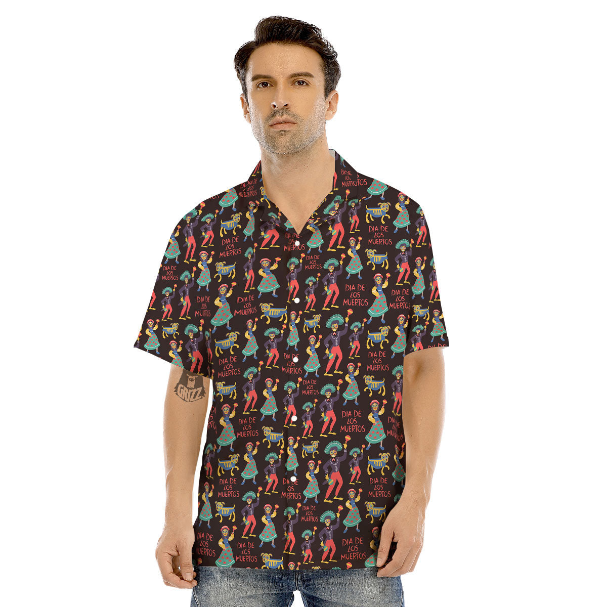 Day Of The Dead Dia De Los Muertos Print Pattern Men's Hawaiian Shirt-grizzshop