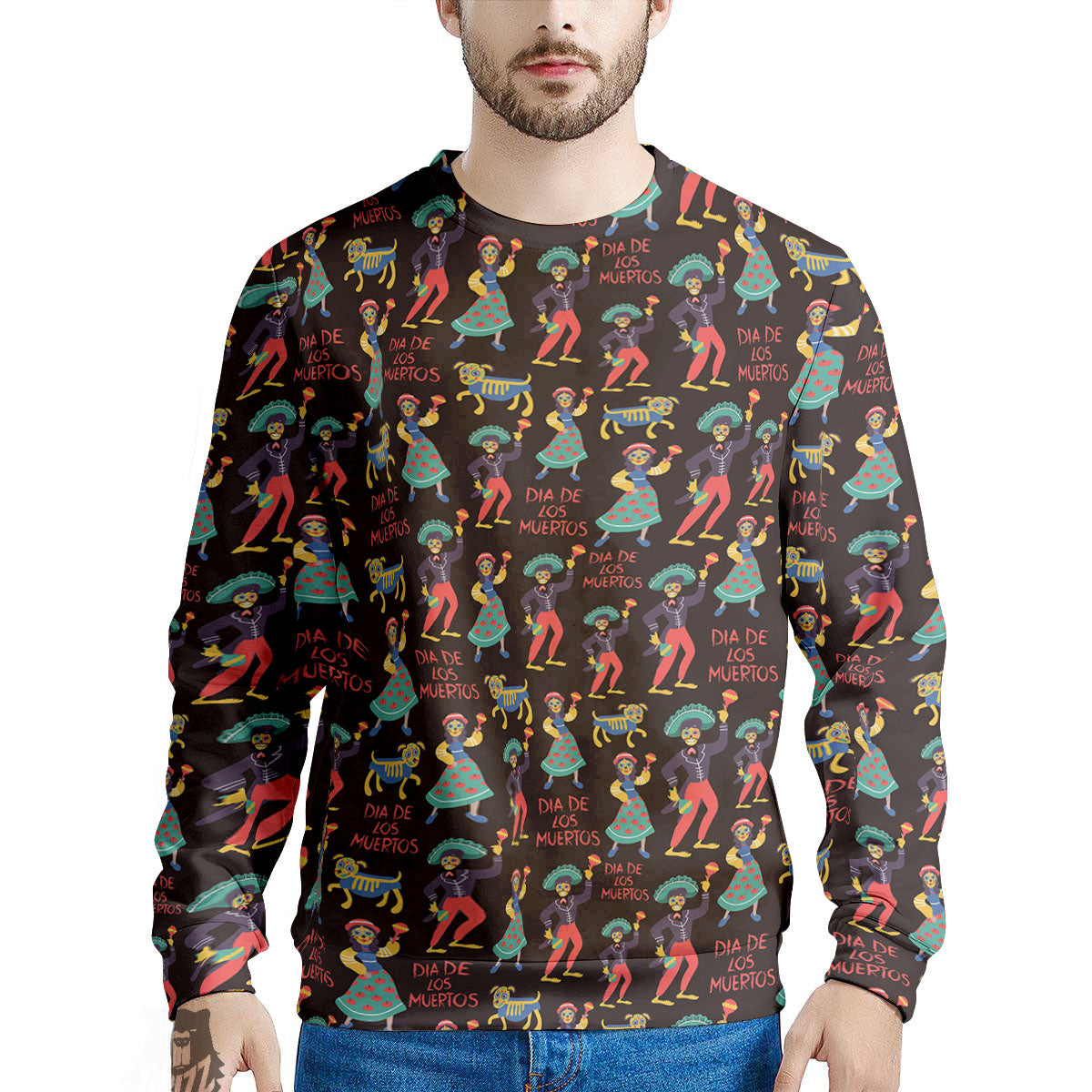 Day Of The Dead Dia De Los Muertos Print Pattern Men's Sweatshirt-grizzshop