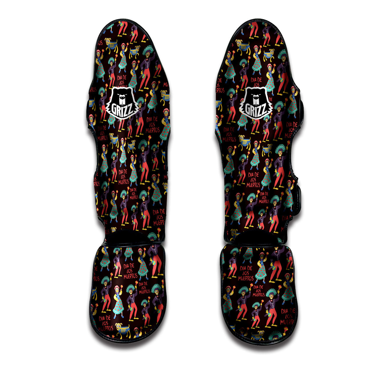 Day Of The Dead Dia De Los Muertos Print Pattern Muay Thai Shin Guards-grizzshop