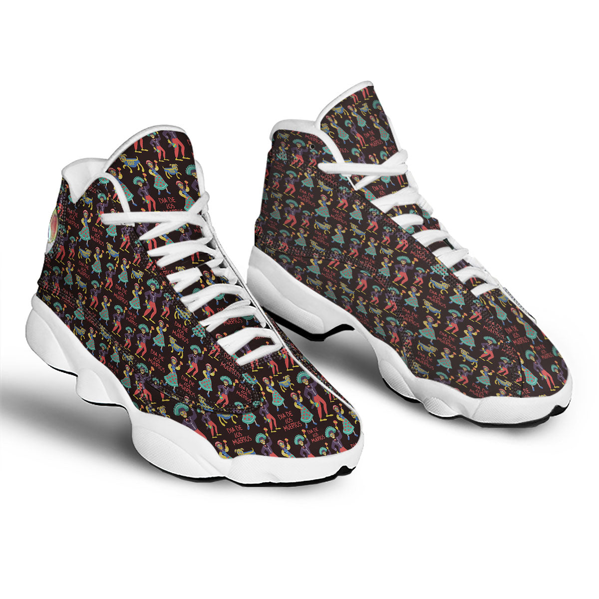 Day Of The Dead Dia De Los Muertos Print Pattern White Basketball Shoes-grizzshop