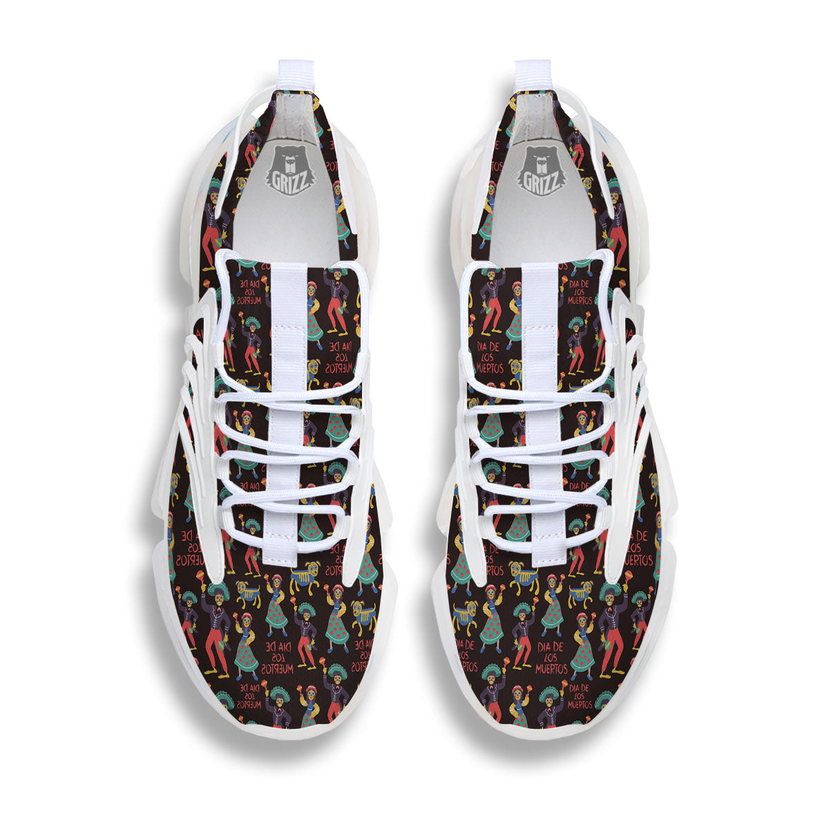 Day Of The Dead Dia De Los Muertos Print Pattern White Gym Shoes-grizzshop