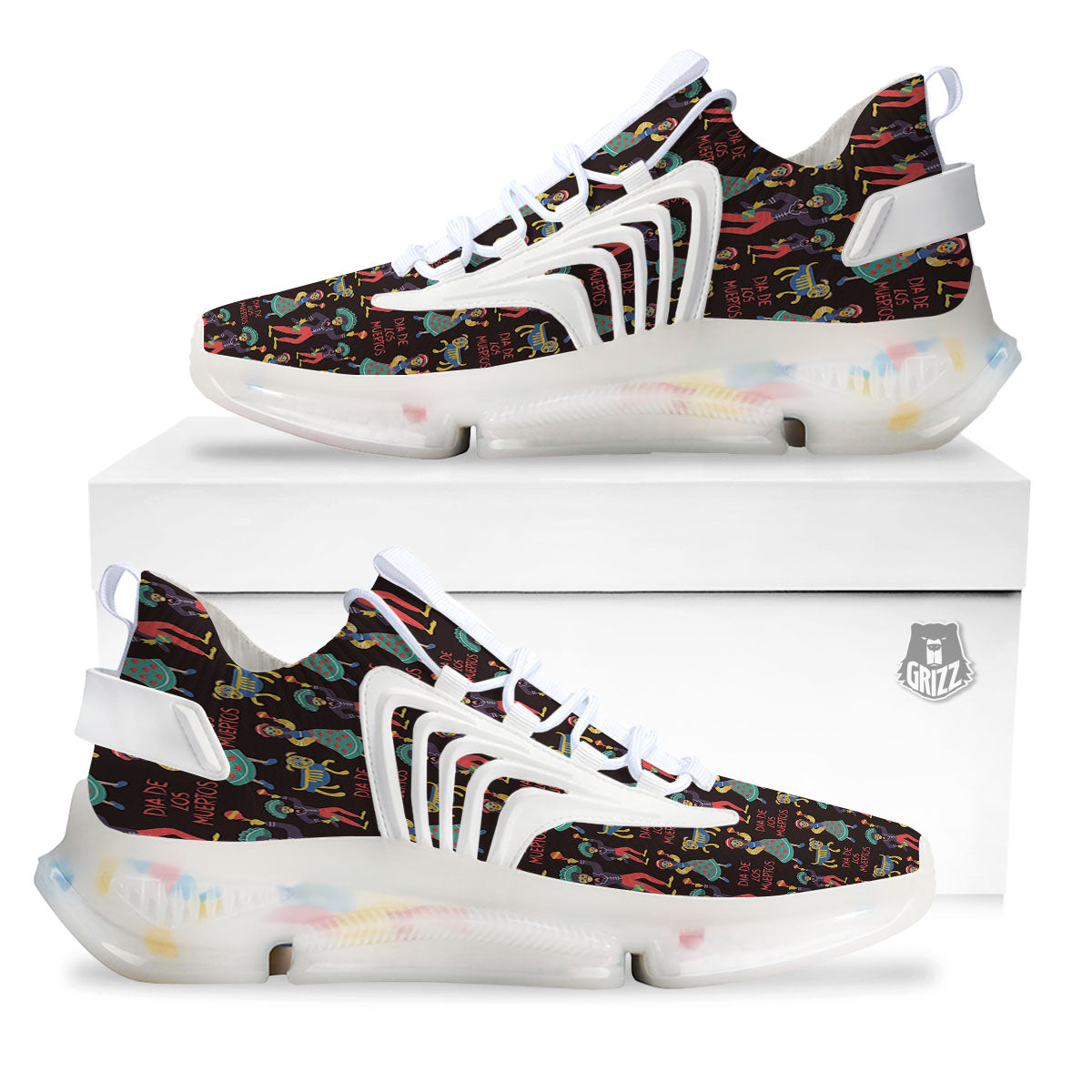 Day Of The Dead Dia De Los Muertos Print Pattern White Gym Shoes-grizzshop