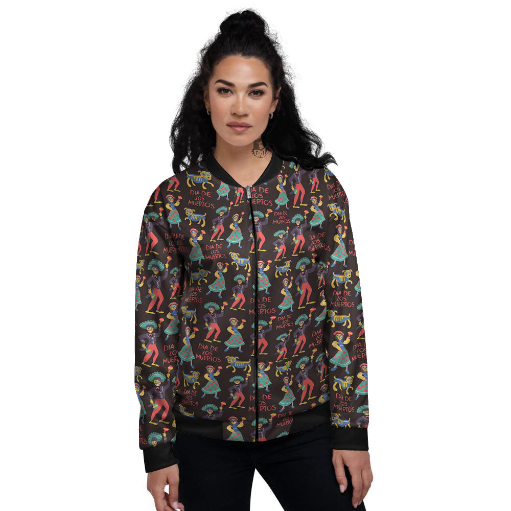 Day Of The Dead Dia De Los Muertos Print Pattern Women's Bomber Jacket-grizzshop