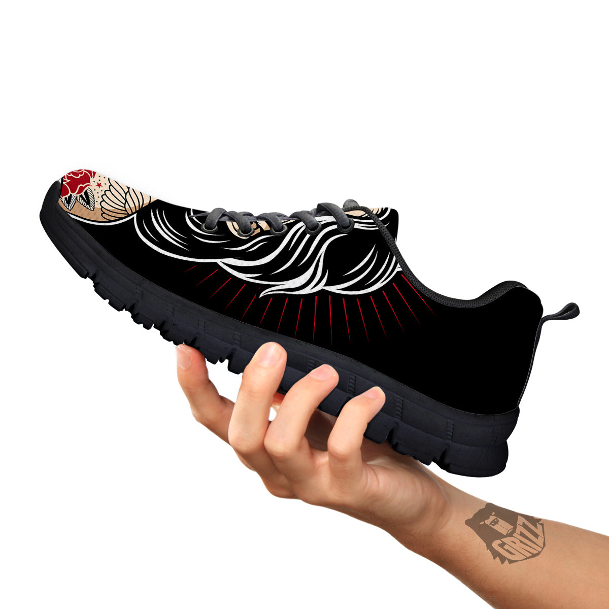Day of The Dead Calavera Girl Print Black Sneaker-grizzshop