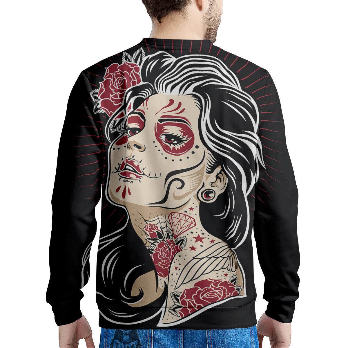Day of The Dead Calavera Girl Print Men's Sweatshirt-grizzshop