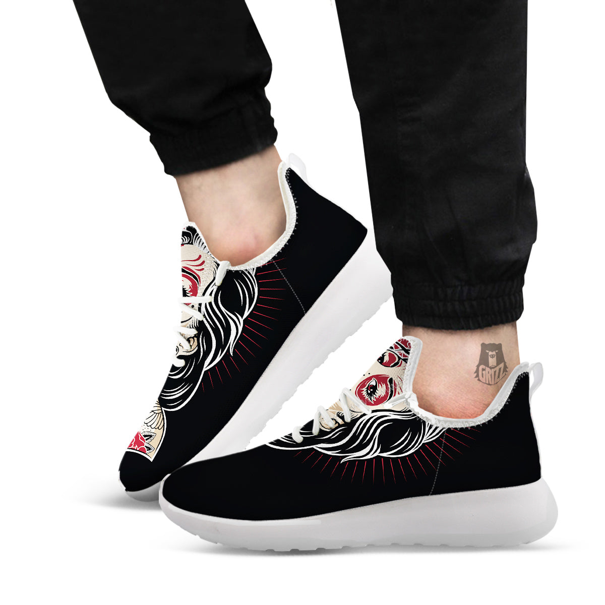 Day of The Dead Calavera Girl Print White Athletic Shoes-grizzshop