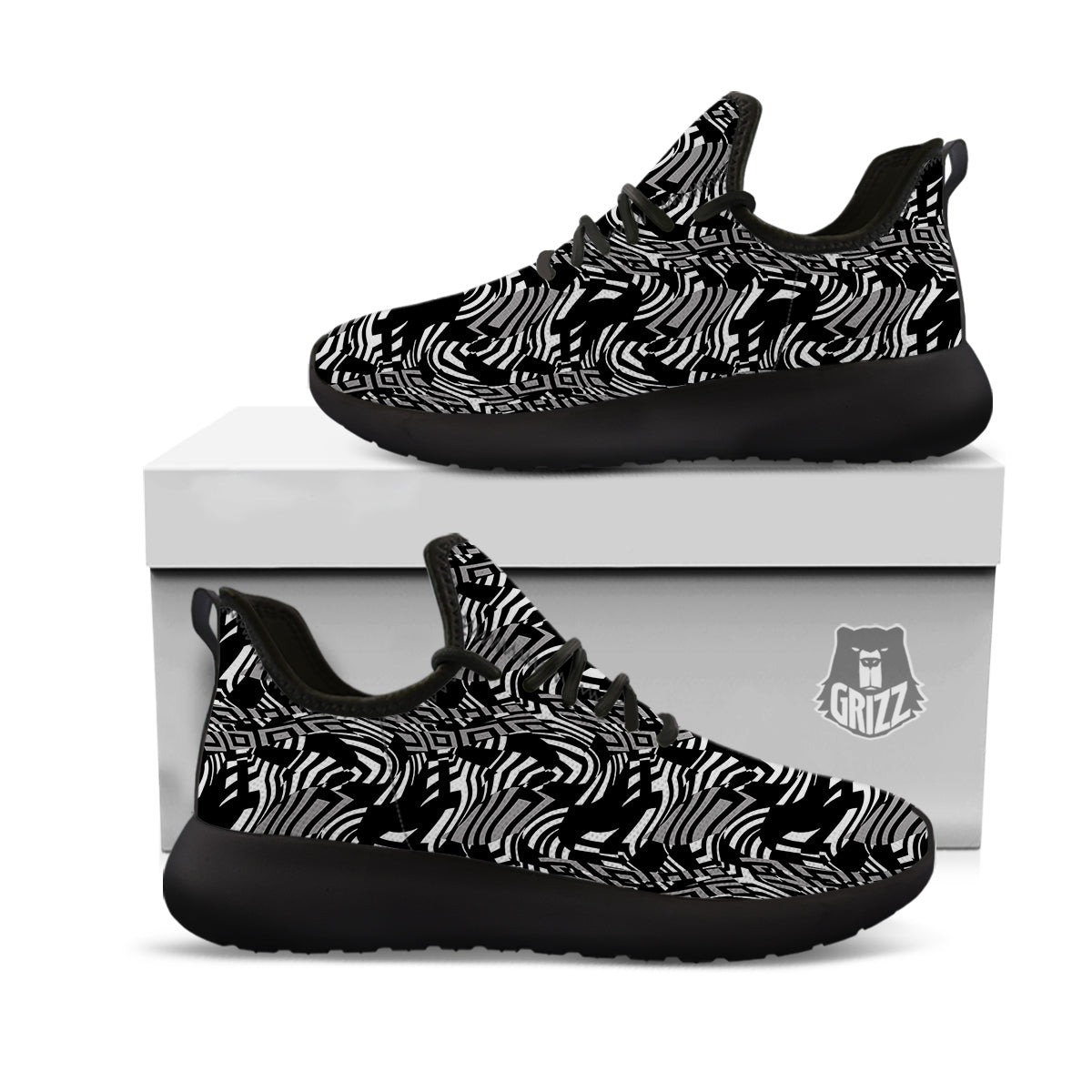 Dazzle Abstract Print Pattern Black Athletic Shoes-grizzshop